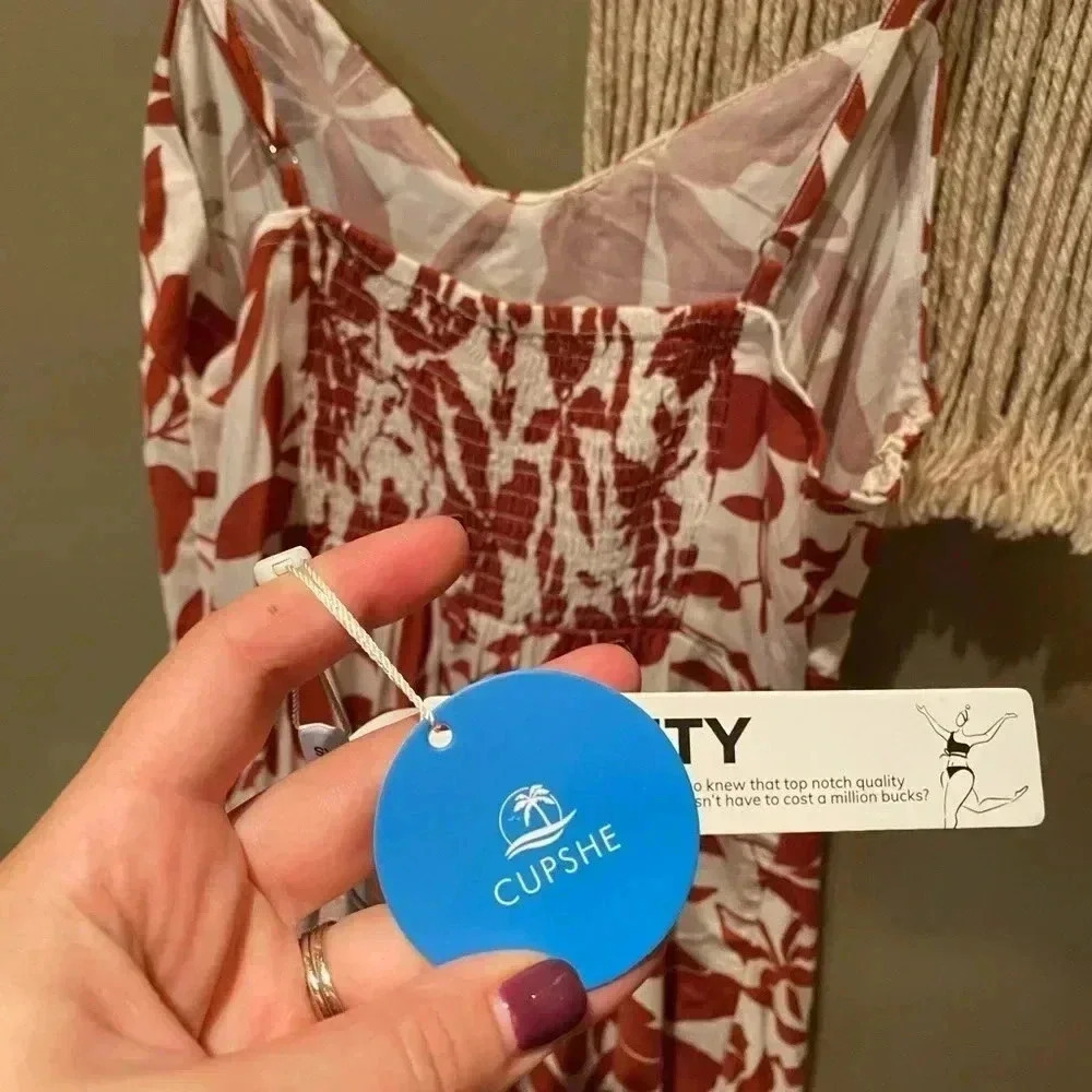 CUPSHE DITSY FLORAL TIE FRONT MIDI DRESS SIZE XS NWT - Picture 6 of 7